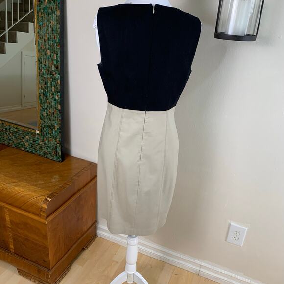 Tahari Size 12 Cotton Blend Flattering Colorblock Sheath Dress Formal Career - Picture 3 of 7
